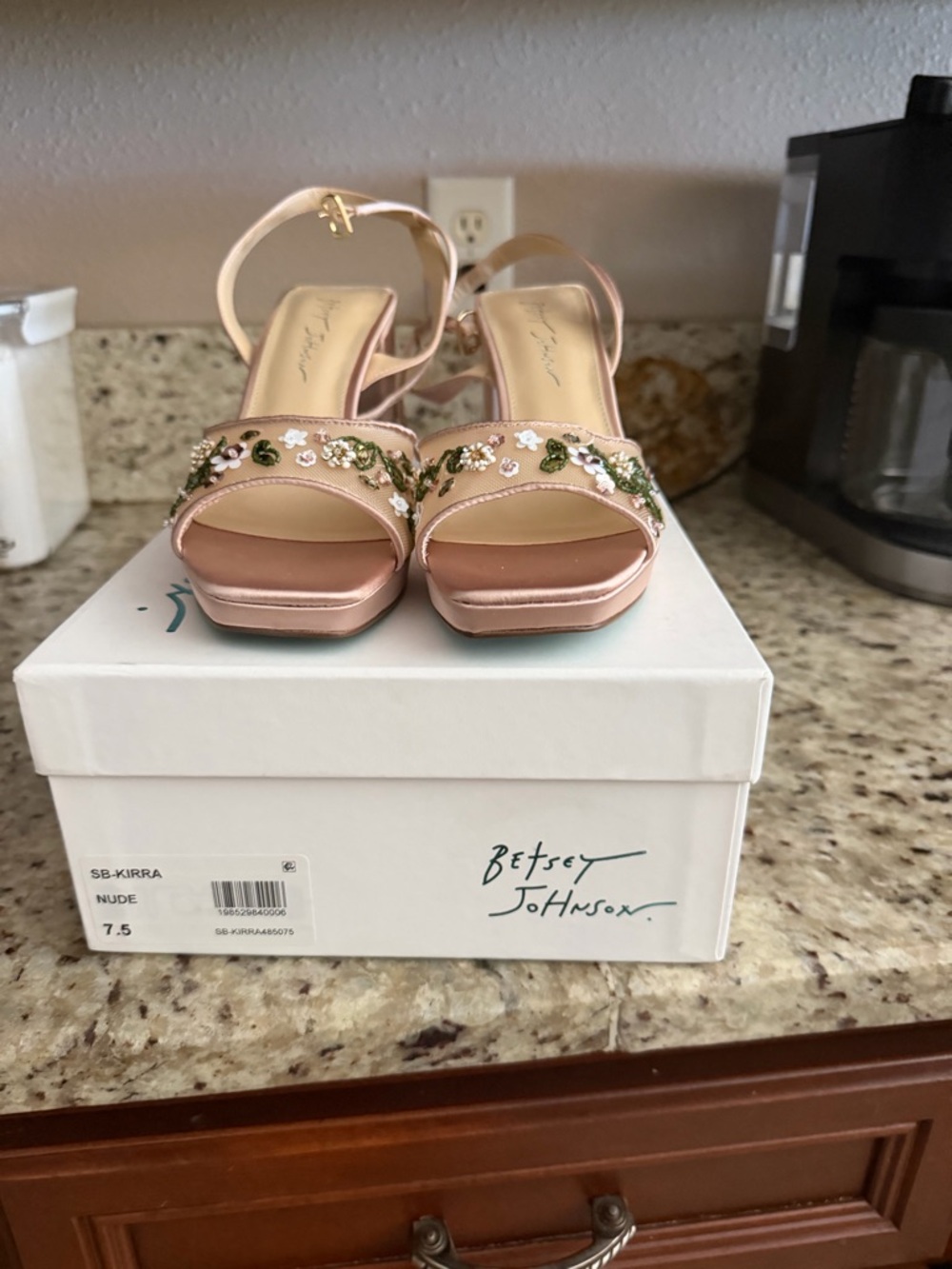 Betsey Johnson Pink Floral Embellished Platform Sandals